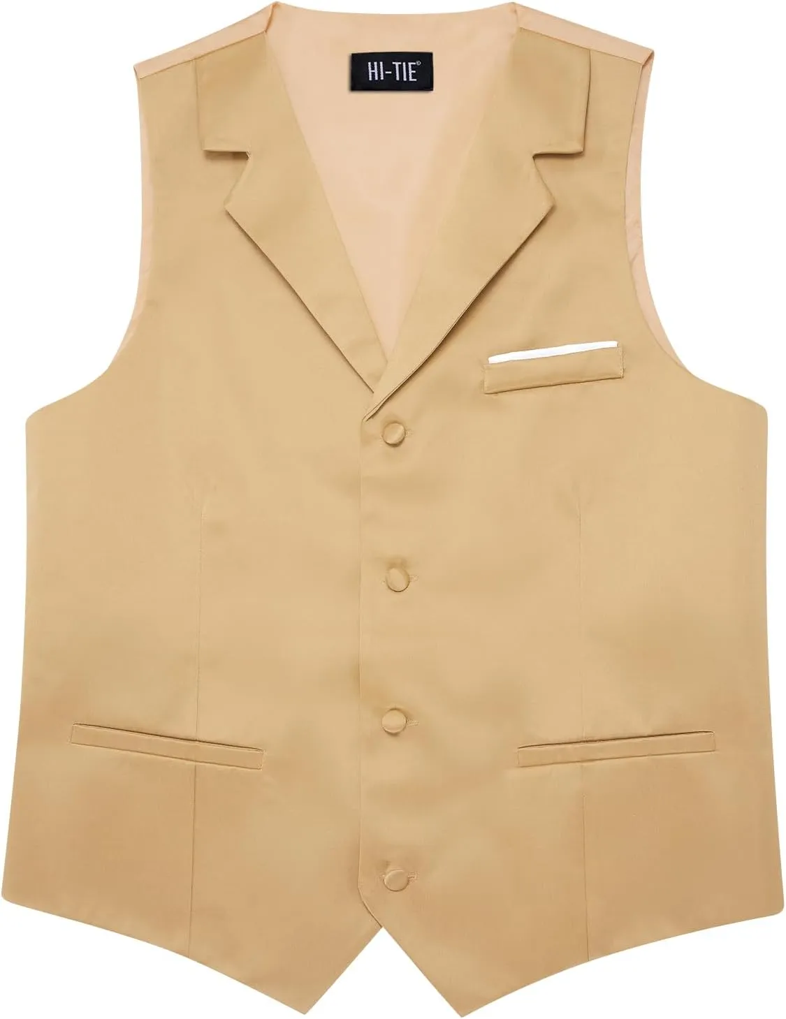 Hi-Tie Men's Suit Vest Business Casual Waistcoat with 3 Pockets for Wedding or Tuxedo Vest V-Neck