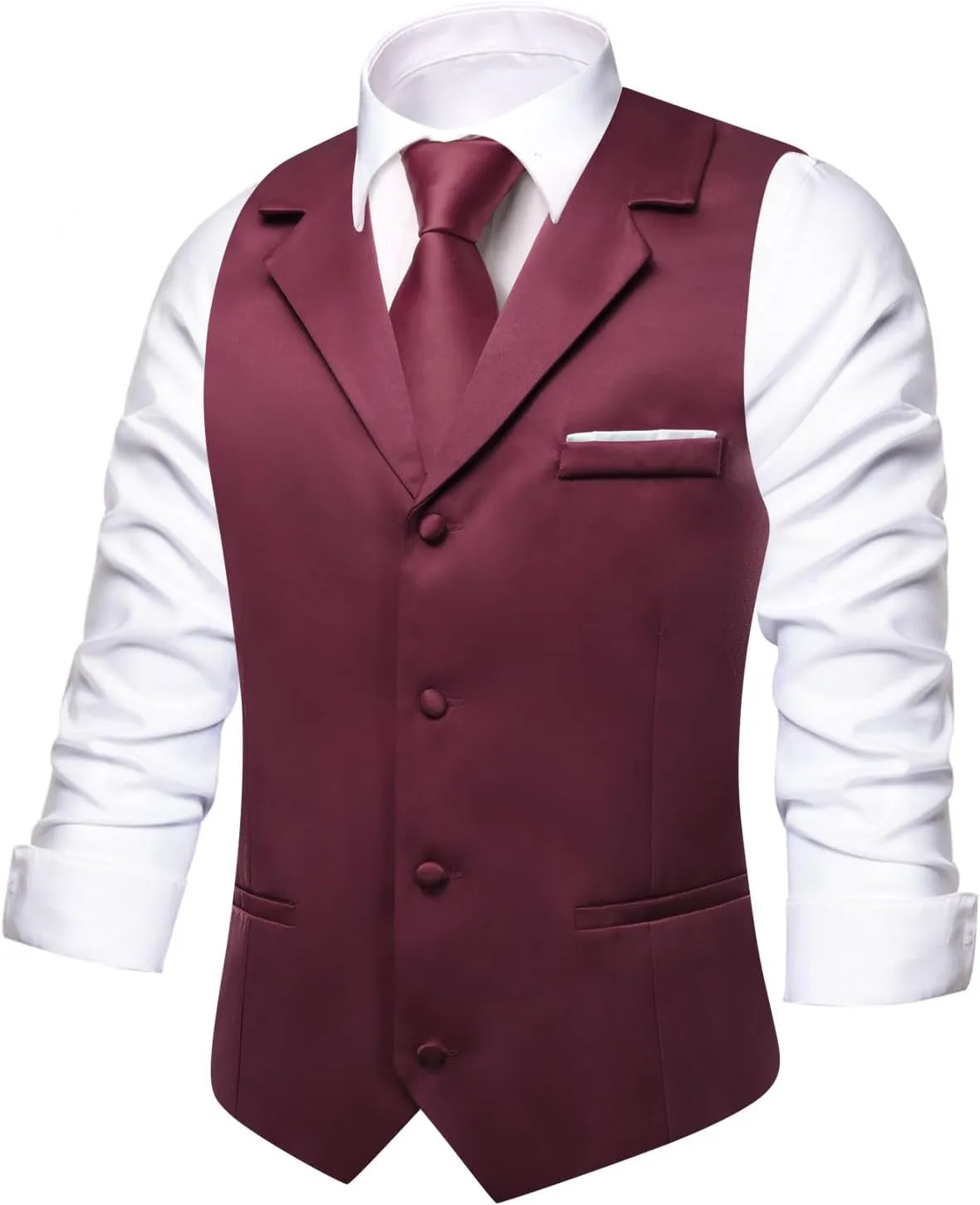Hi-Tie Men's Suit Vest Business Casual Waistcoat with 3 Pockets for Wedding or Tuxedo Vest V-Neck