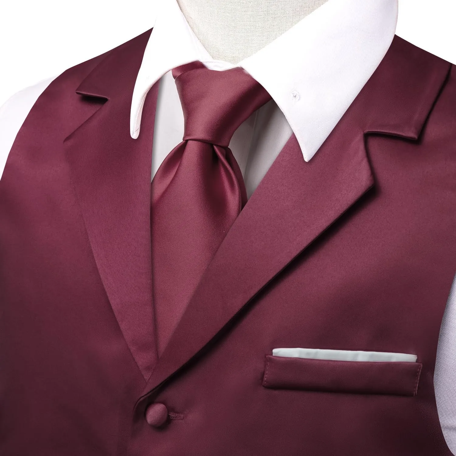 Hi-Tie Men's Suit Vest Business Casual Waistcoat with 3 Pockets for Wedding or Tuxedo Vest V-Neck