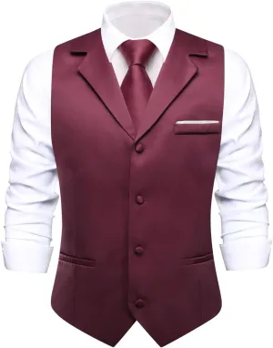 Hi-Tie Men's Suit Vest Business Casual Waistcoat with 3 Pockets for Wedding or Tuxedo Vest V-Neck