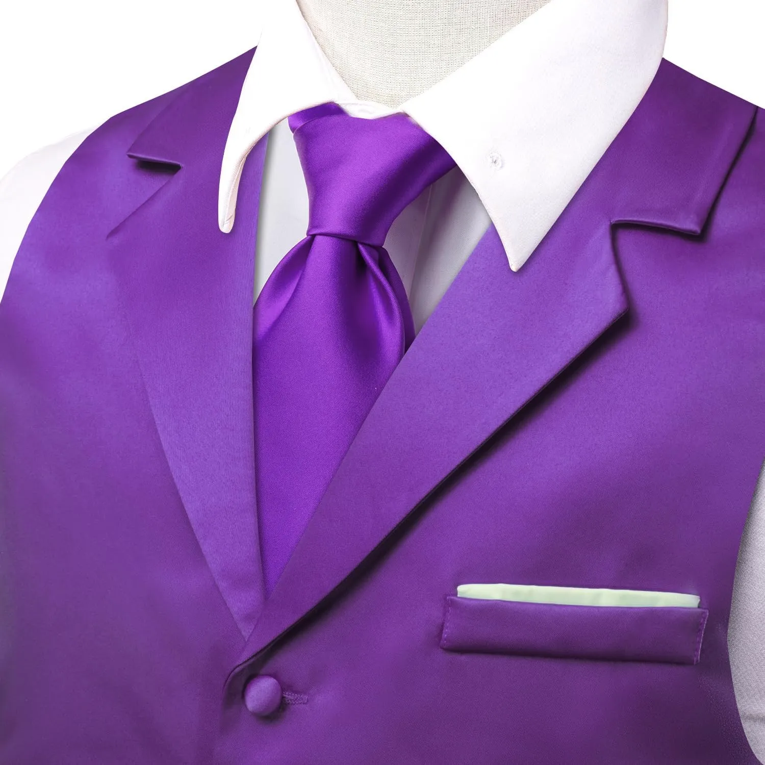 Hi-Tie Men's Suit Vest Business Casual Waistcoat with 3 Pockets for Wedding or Tuxedo Vest V-Neck