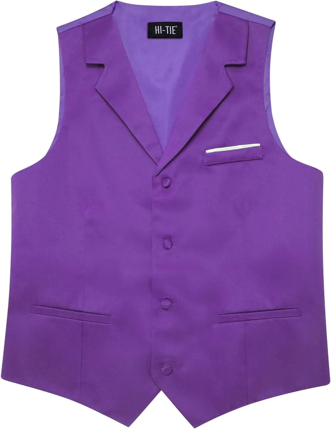 Hi-Tie Men's Suit Vest Business Casual Waistcoat with 3 Pockets for Wedding or Tuxedo Vest V-Neck