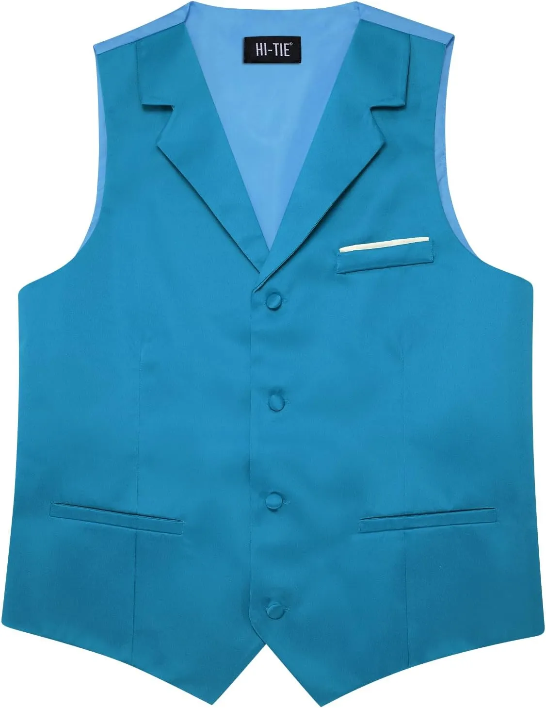 Hi-Tie Men's Suit Vest Business Casual Waistcoat with 3 Pockets for Wedding or Tuxedo Vest V-Neck