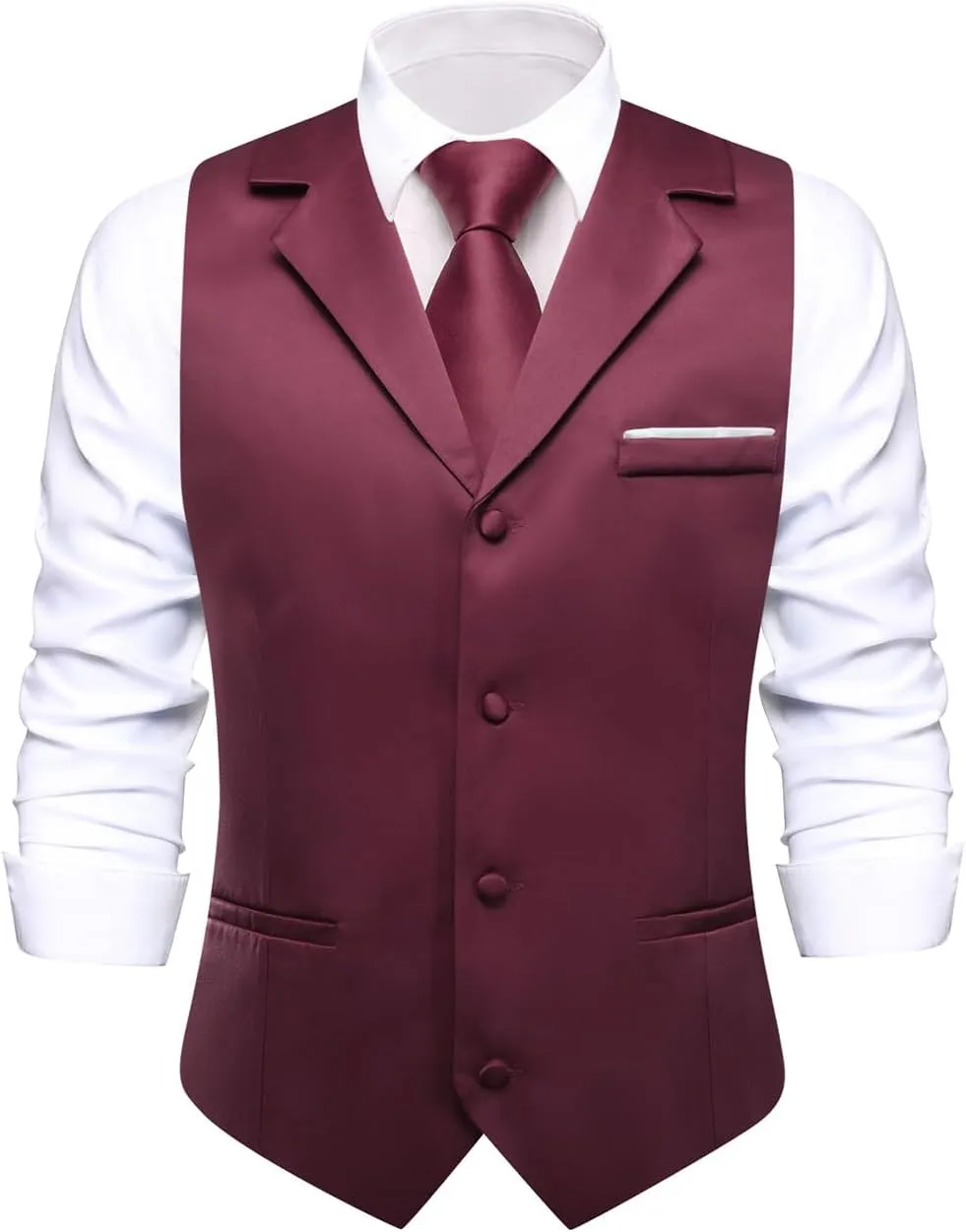 Hi-Tie Men's Suit Vest Business Casual Waistcoat with 3 Pockets for Wedding or Tuxedo Vest V-Neck