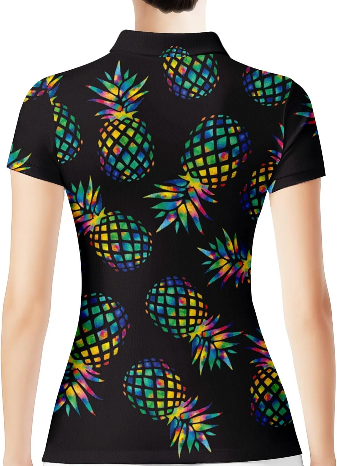 HIVICHI Funny Golf Shirts for Women Cute Crazy Print Short Sleeve Moisture Wicking Womens Polo Shirt