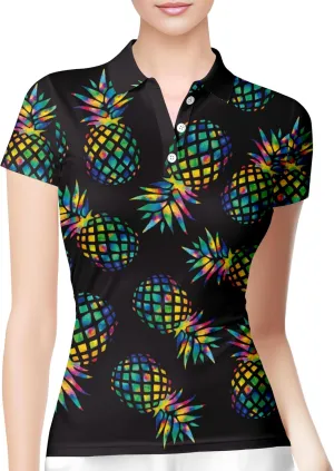 HIVICHI Funny Golf Shirts for Women Cute Crazy Print Short Sleeve Moisture Wicking Womens Polo Shirt