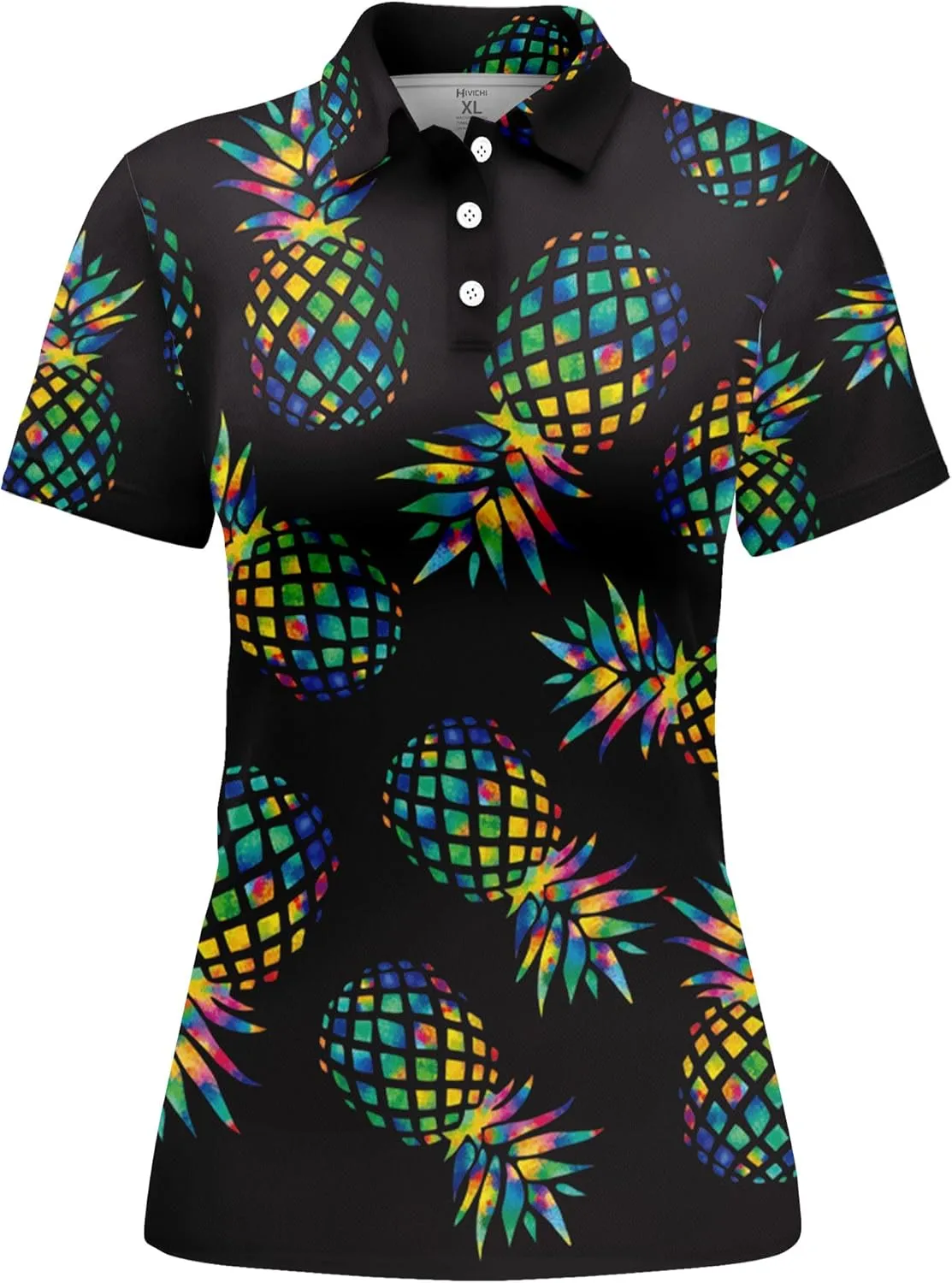 HIVICHI Funny Golf Shirts for Women Cute Crazy Print Short Sleeve Moisture Wicking Womens Polo Shirt