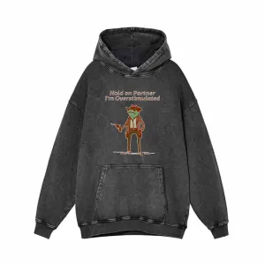 Hold On Partner Frog Cowboy Gunner Pattern Hoodie