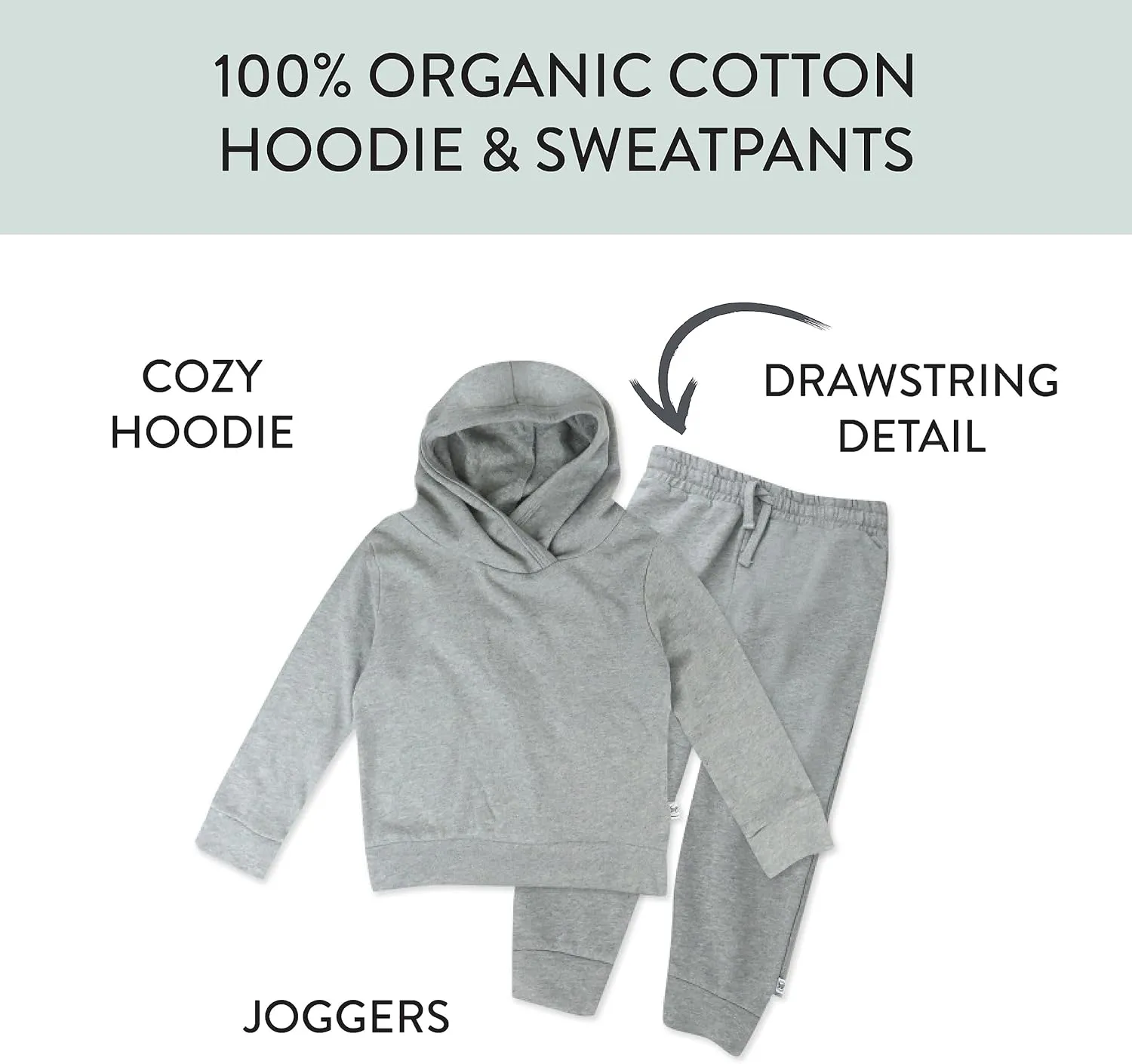 HonestBaby Light Weight Hoodie & Sweatpant Set 100% Organic Cotton for Toddler, Baby Boys, Girls