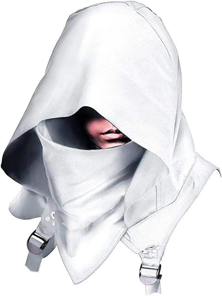 Hooded Cloak Cosplay Costumes Halloween Breathable Face Cover with Adjustable Straps for Men Women