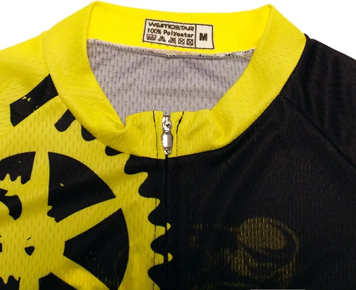 Hotlion Men's Cycling Bike Jersey Short Sleeve with 3 Rear Pockets- Moisture Wicking, Breathable, Quick Dry Biking Shirt