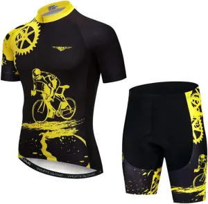 Hotlion Men's Cycling Bike Jersey Short Sleeve with 3 Rear Pockets- Moisture Wicking, Breathable, Quick Dry Biking Shirt