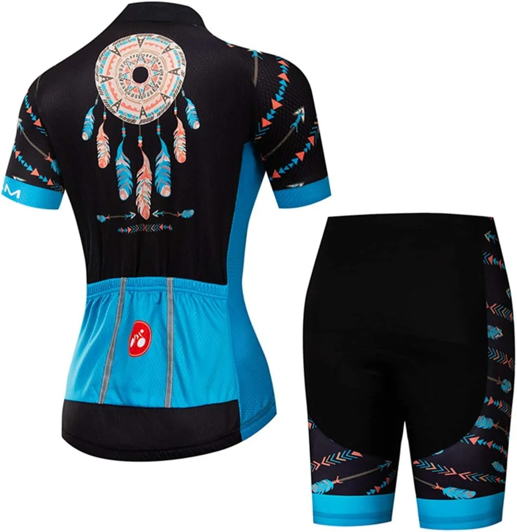 Hotlion Women's Short Sleeve Cycling Jersey Jacket Cycling Shirt Quick Dry Breathable Mountain Clothing Bike Top