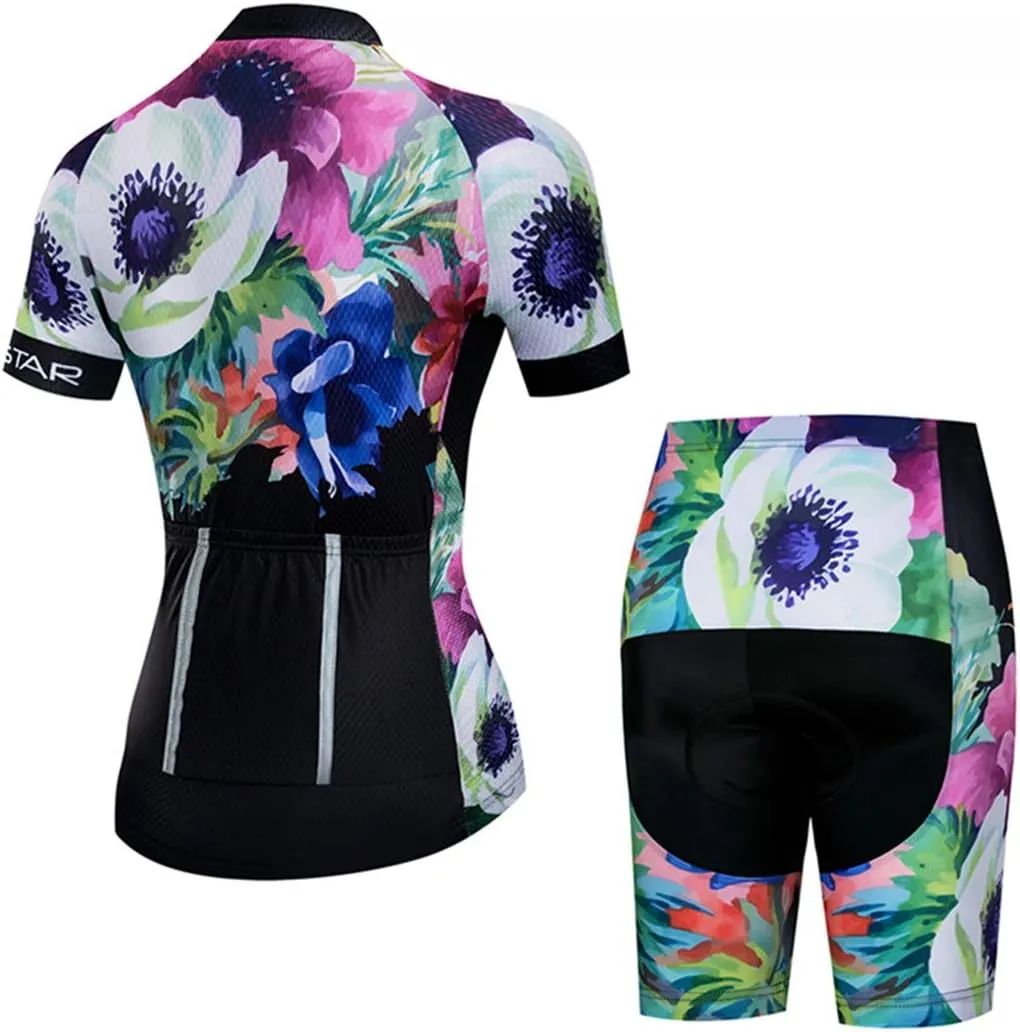 Hotlion Women's Short Sleeve Cycling Jersey Jacket Cycling Shirt Quick Dry Breathable Mountain Clothing Bike Top