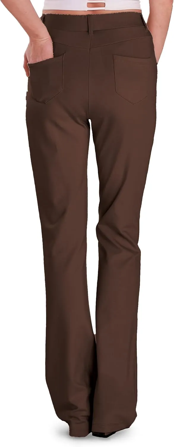 Houmous S-XXL 29''31''33''35'' Inseam Women's Bootcut Dress Pants with Pocket Stretch Work Lounge Pant Office Casual Pants