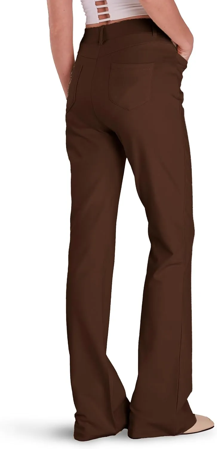 Houmous S-XXL 29''31''33''35'' Inseam Women's Bootcut Dress Pants with Pocket Stretch Work Lounge Pant Office Casual Pants