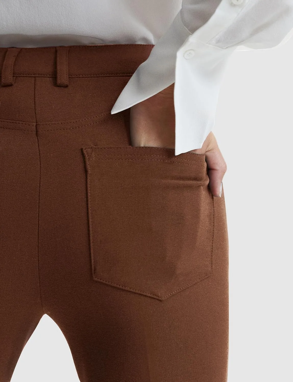 Houmous S-XXL 29''31''33''35'' Inseam Women's Bootcut Dress Pants with Pocket Stretch Work Lounge Pant Office Casual Pants