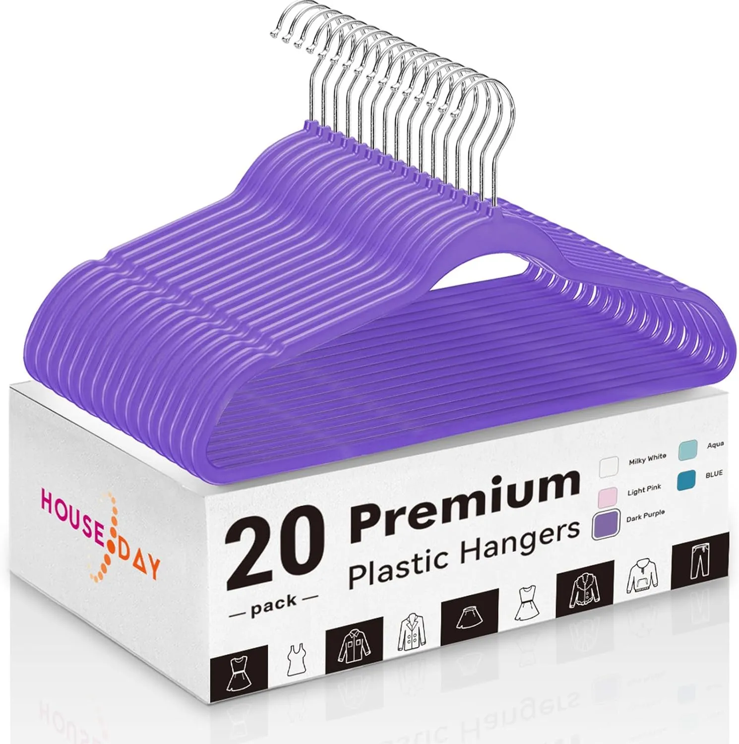 HOUSE DAY 17.5 Inch Plastic Hangers White