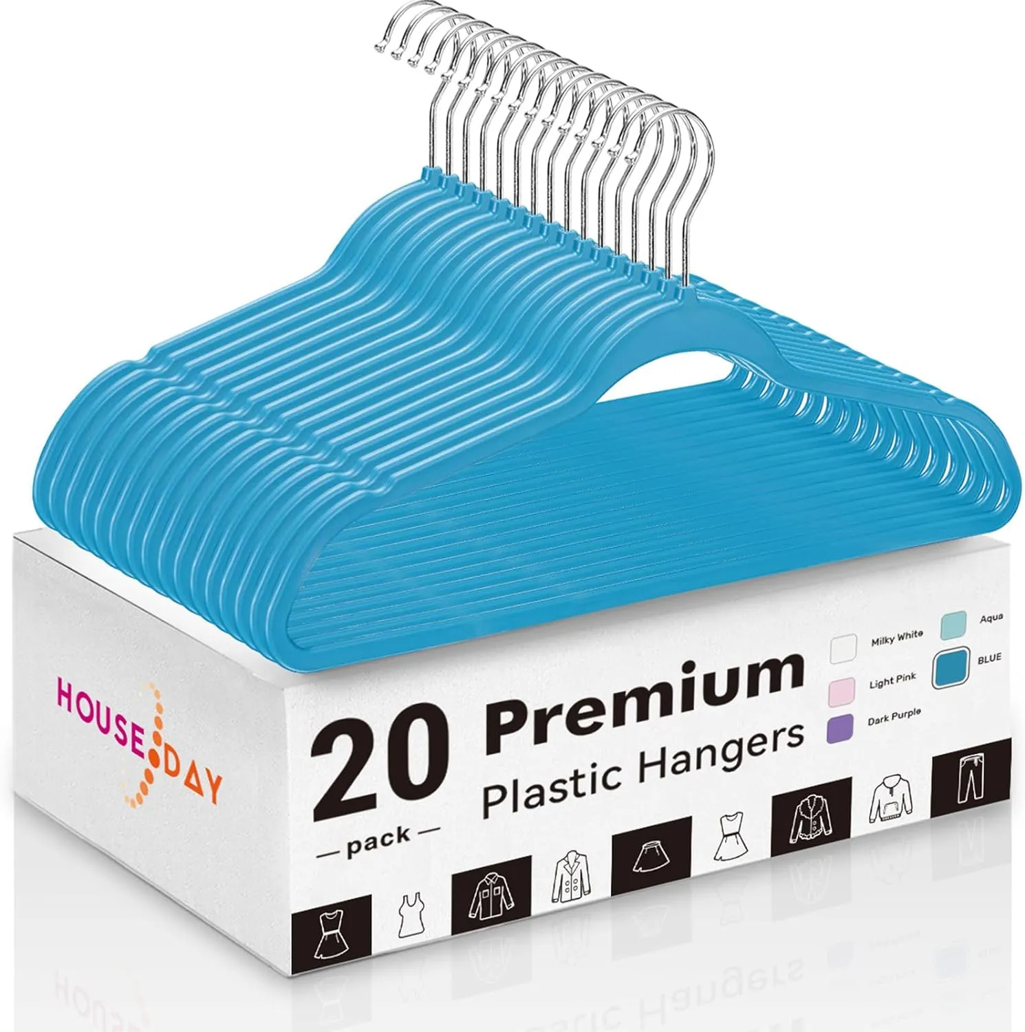 HOUSE DAY 17.5 Inch Plastic Hangers White