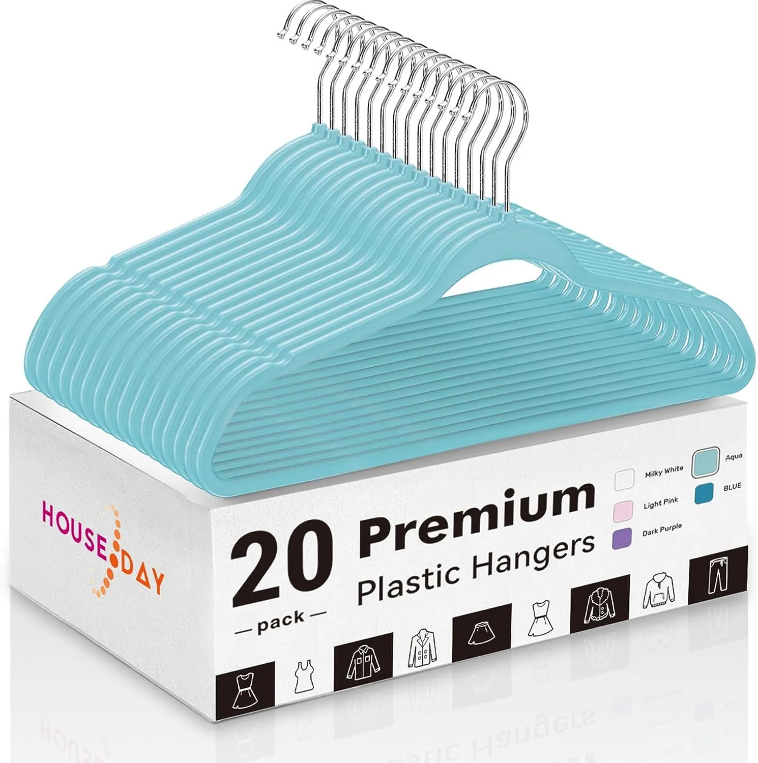 HOUSE DAY 17.5 Inch Plastic Hangers White