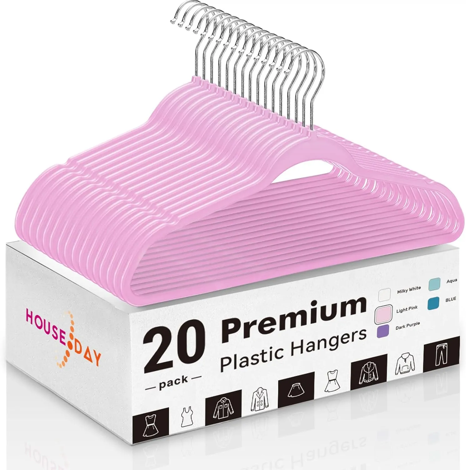 HOUSE DAY 17.5 Inch Plastic Hangers White