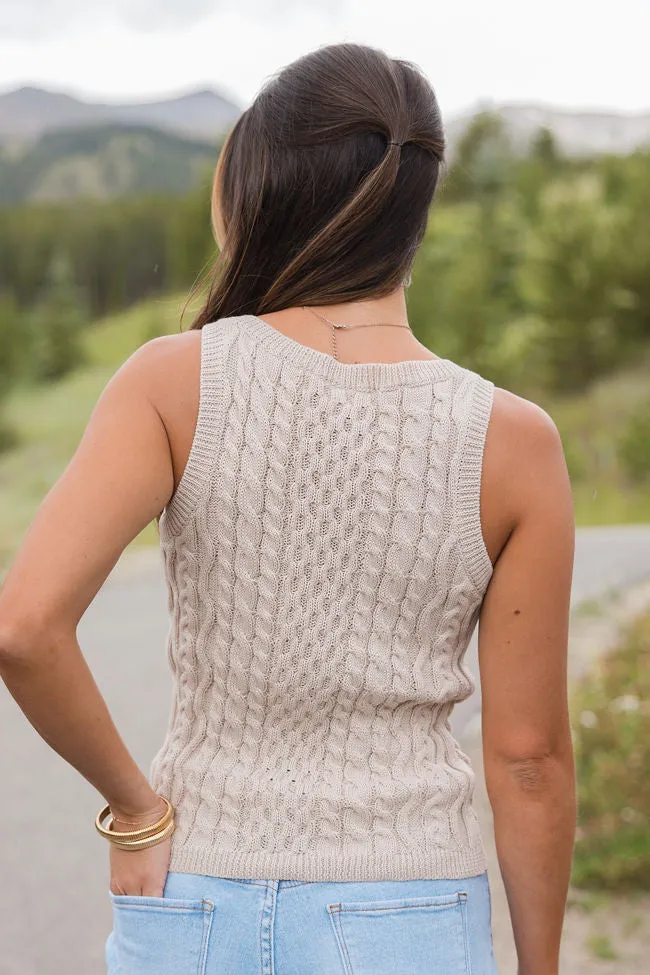 Humor Me Beige Cable Knit Sweater Tank FINAL SALE