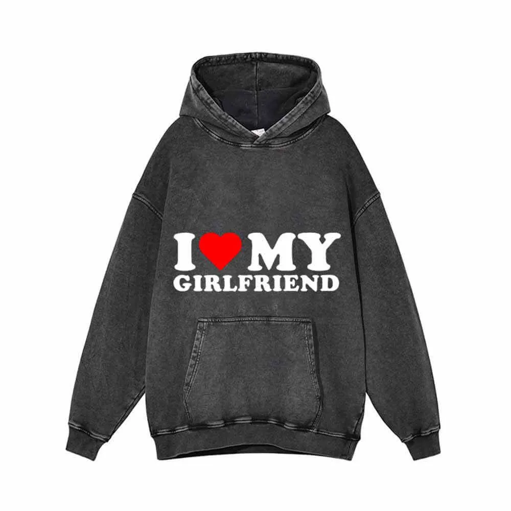 I Love My Girlfriend Vintage Washed Hoodie