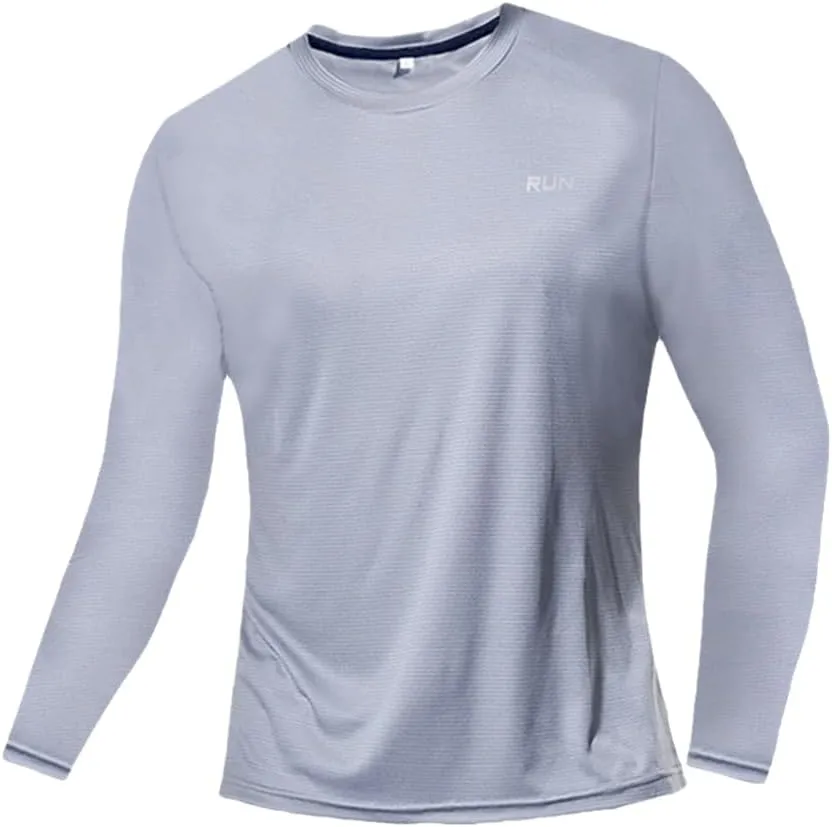 Ice Silk Long Sleeve Men's Spring Thin Section Quick Dry Breathable -Shirt Gym Clothing Fitness Equipment