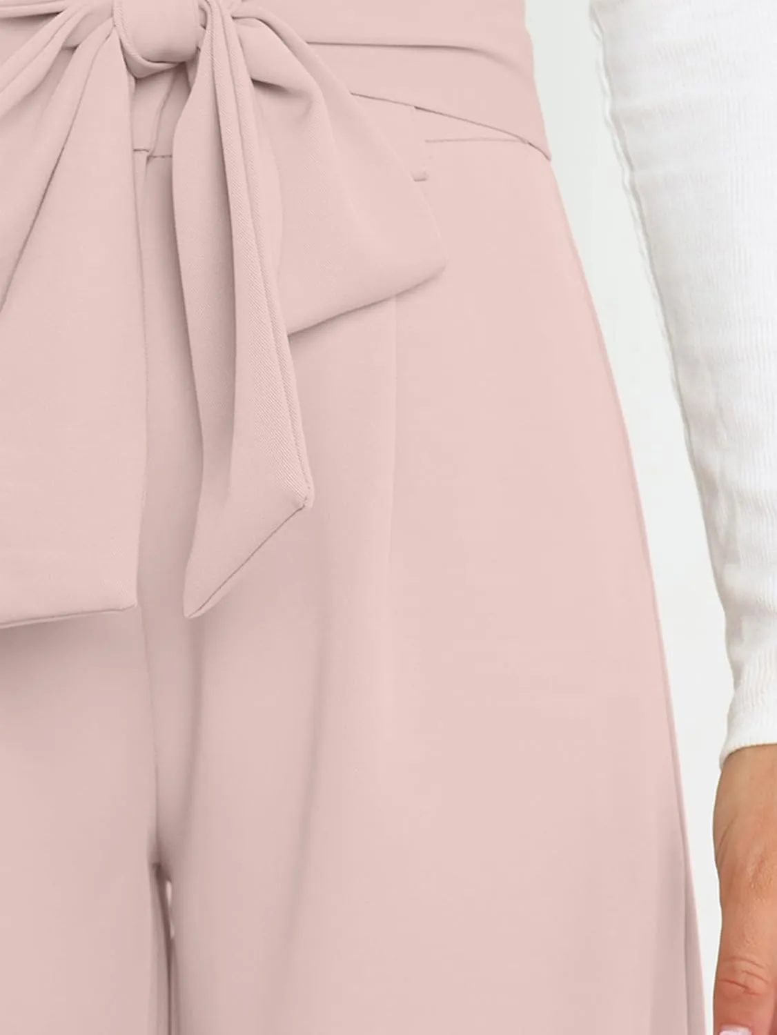 IFFEI Women's Wide Leg Pants with Pockets Business Casual Trousers High Waist with Adjustable Belt