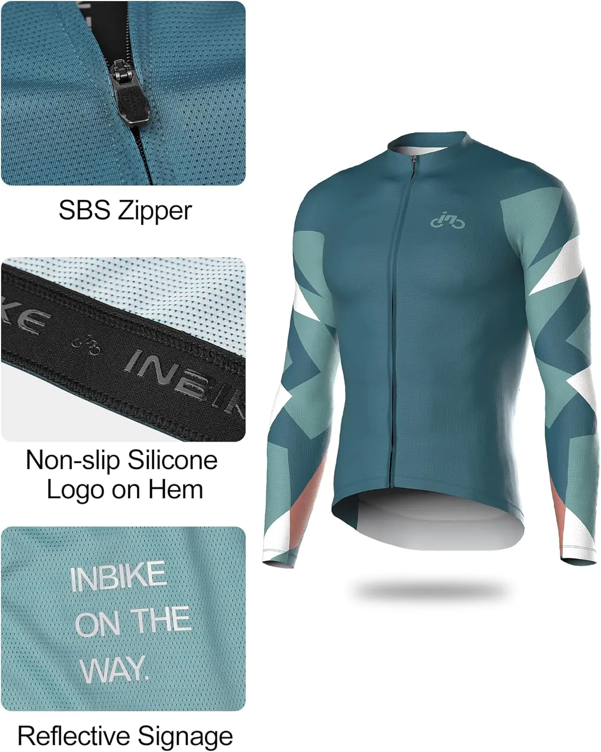INBIKE Cycling Jersey Long Sleeve Breathable and Quick Dry with 3 Rear Pockets Biking Shirt for Men and Women