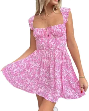 iTranyee Women Y2k Spaghetti Strap Mini Dress Fairycore A Line Graduation Dress Sexy Swing Ruffle Cocktail Party Dress