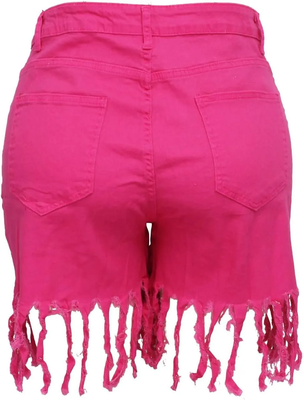 JEKE-DG Women Frayed Raw Denim Shorts High Waisted Tassels Stretchy Short Pants Hem Short Jeans Clubwear Jeans Short