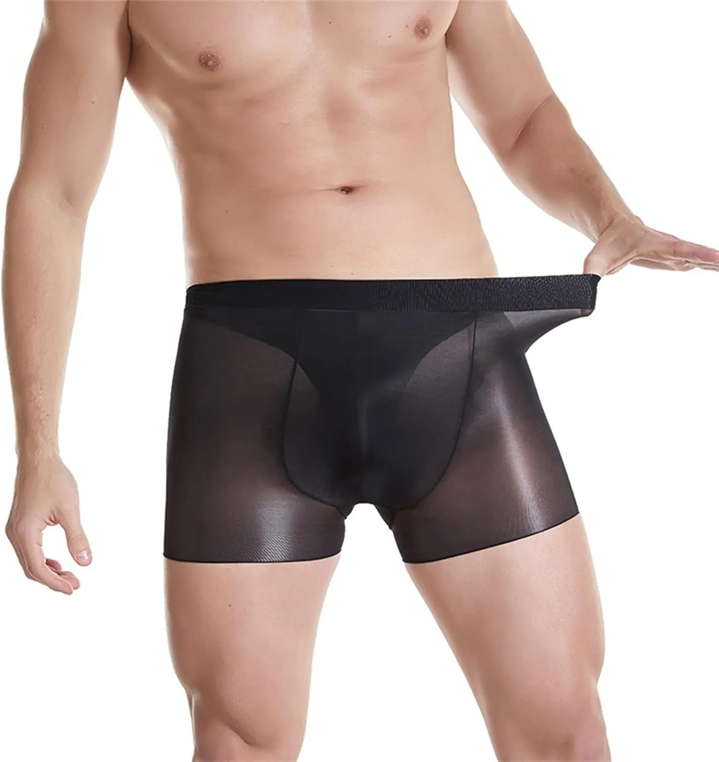 JEsilunmaMY Men's High Stretch Sheer Underwear See Through Athletic Workout Boxer Briefs Breathable Pouch Sexy Lingerie