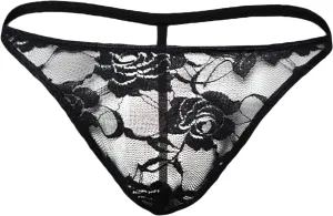 JEsilunmaMY Mens Lace Bikini Briefs Low Rise See Through Sissy Panties Underwear Backless Breathable Sheer T-Back Underpants