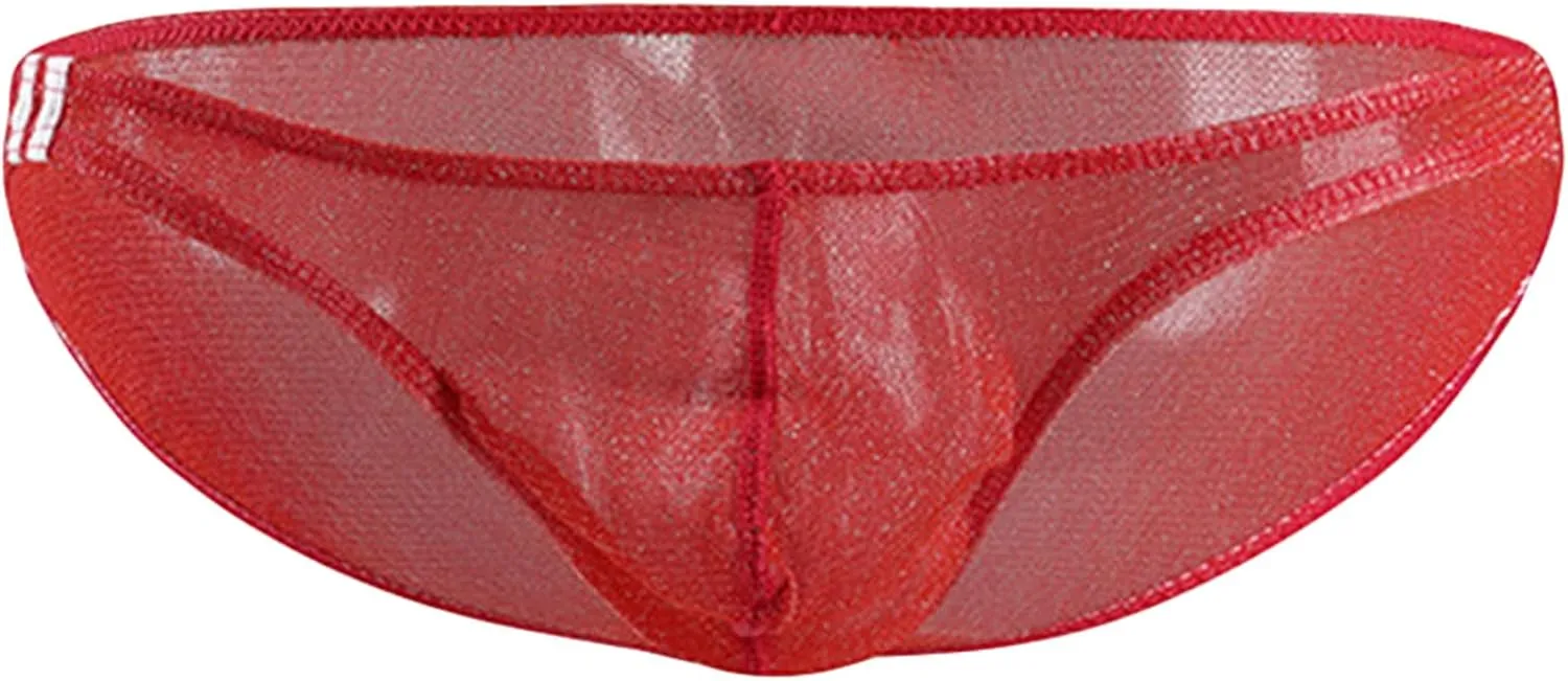 JEsilunmaMY Men's Mesh Bikini Briefs Low Rise See Through Bulge Pouch Underwear Transparent Breathable Sexy Panties Swimwear