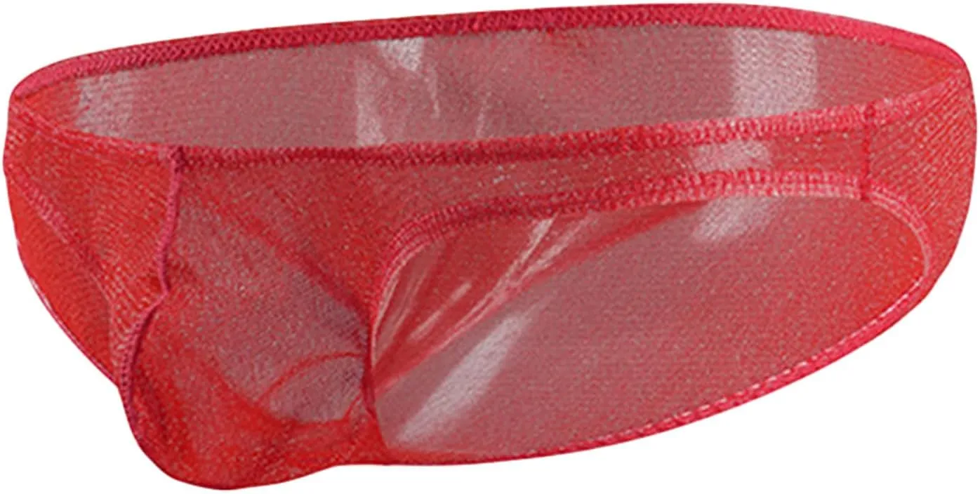JEsilunmaMY Men's Mesh Bikini Briefs Low Rise See Through Bulge Pouch Underwear Transparent Breathable Sexy Panties Swimwear