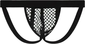 JEsilunmaMY Men's Mesh Thong Jockstrap See Through Briefs Bulge Bikini Underwear Hollow Out Breathable Athletic Supporters