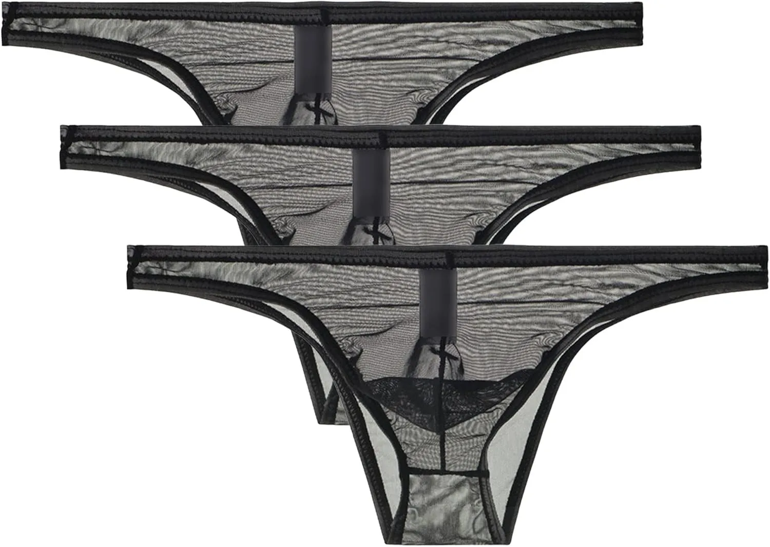 JEsilunmaMY Men's Mesh Transparent Bikini Briefs See Through Low Rise Underwear Solid Color Breathable Sheer Triangle Brief