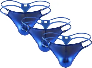 JEsilunmaMY Men's Shiny Metallic Jockstrap Underwear Low Rise Bulge Pouch Bikini Briefs Hollow Breathable Athletic Supporter