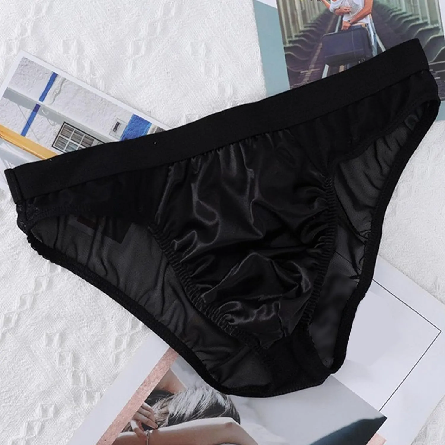 JEsilunmaMY See Through Bikini Briefs for Men Low Waist Mesh Sheer Sexy Panties Breathable Sissy Underwear Lingerie