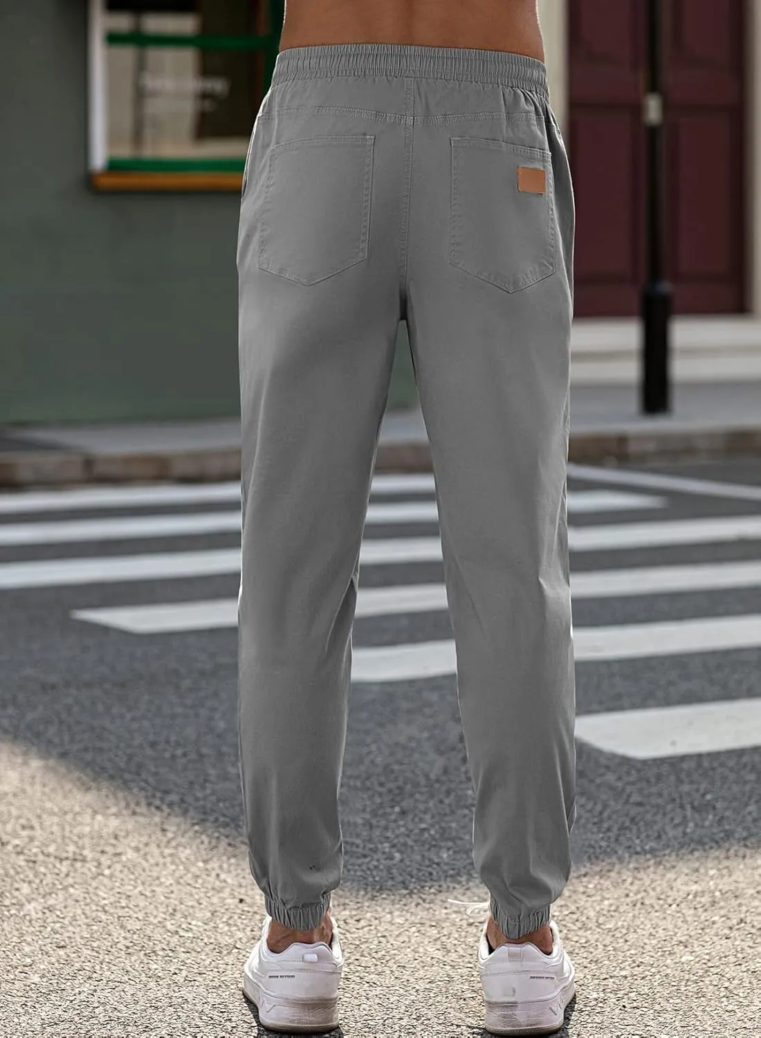 JMIERR Mens Casual Joggers Pants - Cotton Drawstring Chino Cargo Pants Hiking Outdoor Twill Track Jogging Sweatpants Pants