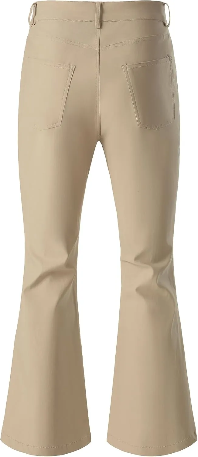 JOGAL Mens Bell Bottom Pants 70s Disco Outfits Slim Fit Retro Flared Trousers