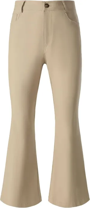 JOGAL Mens Bell Bottom Pants 70s Disco Outfits Slim Fit Retro Flared Trousers