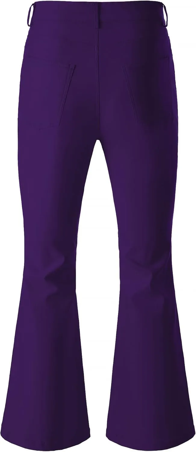 JOGAL Mens Bell Bottom Pants 70s Disco Outfits Slim Fit Retro Flared Trousers