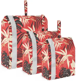 Jungle Red and Black 3 Set Travel Packing Cubes For Suitcases Collapsible Compression Bags For Clothes Organizer Bags Set Bedding Storage