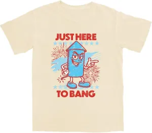 Just Here to Bang T Shirt Trendy Novelty Short Sleeve Tee T Shirt for Men & Women, Soft Material