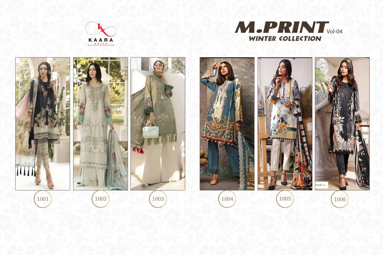 Kaara Suit Launched M Print Vol 4 Pure Pashmina Printed Embroidery Work Fancy Designer Salwar Kameez