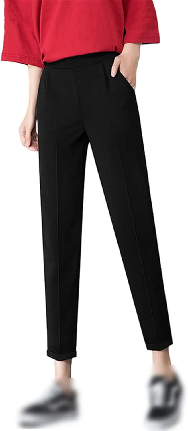 Kelsiop Spring and Autumn Ladies OL Harem Pants Breathable Summer Thin Casual Pencil Pants Suit Trousers
