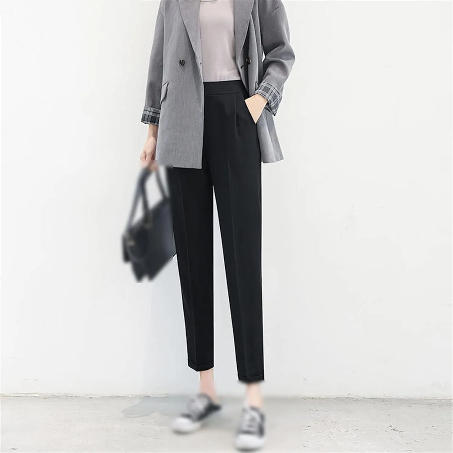 Kelsiop Spring and Autumn Ladies OL Harem Pants Breathable Summer Thin Casual Pencil Pants Suit Trousers