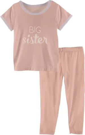 KicKee Pants Pajamas for Siblings, Big Brother & Big Sister Applique, Two-Piece Set, Zip Coverall, Baby and Kids